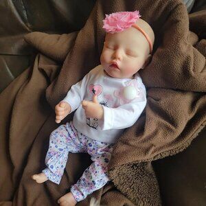 🆕17inch Vinyl Silicone Body Newborn Baby Doll Poseable Limbs Sleeping Doll Girl